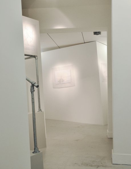 installation view with sculptural work by Joe Watling